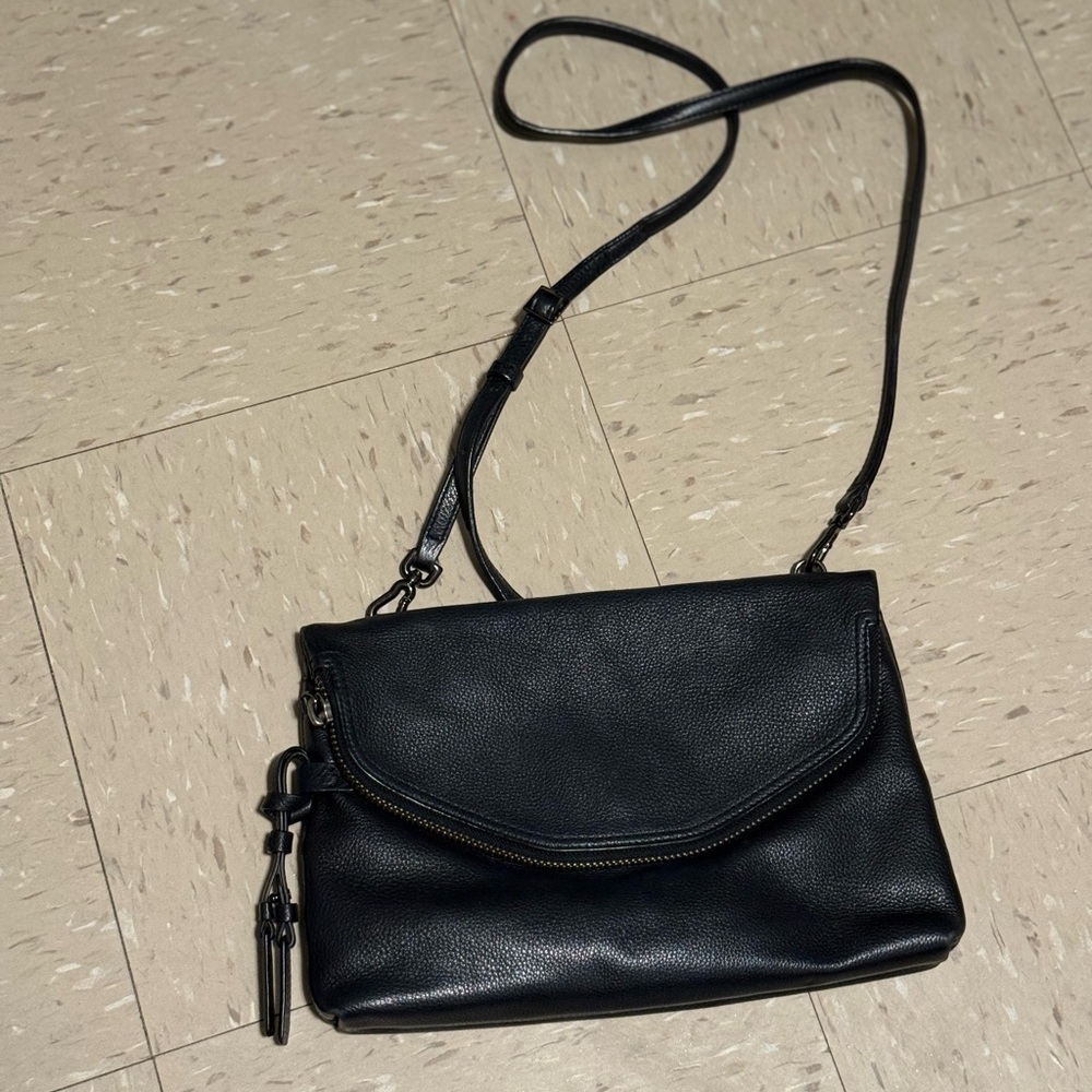 Tumi Black Envelope style Leather Crossbody Bag